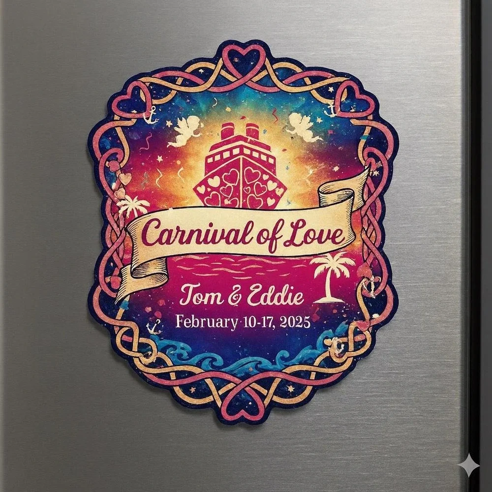 Cruise Door Magnet Valentine Cruise Carnival of Love Personalized Names & Dates